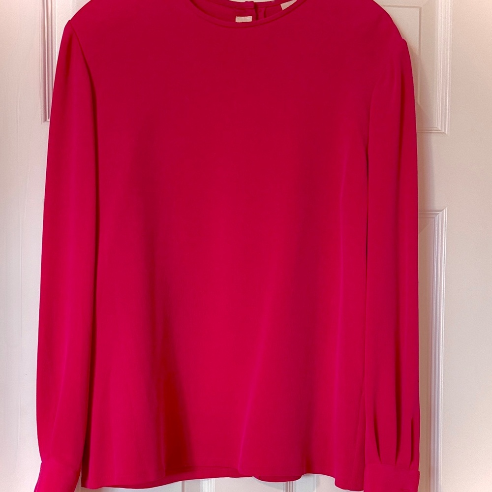 Dana Buchman Vibrant Fuchsia 100% Brushed Silk Blouse